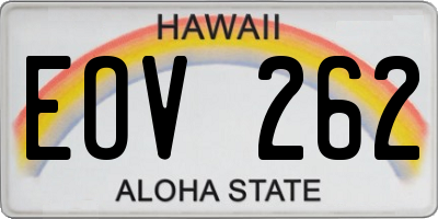 HI license plate EOV262
