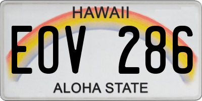 HI license plate EOV286