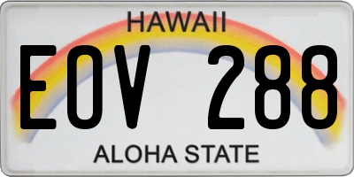 HI license plate EOV288