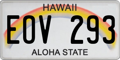 HI license plate EOV293