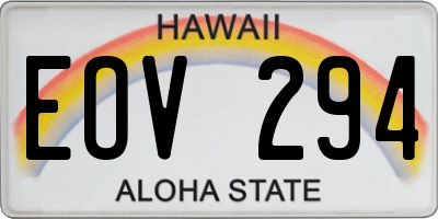 HI license plate EOV294