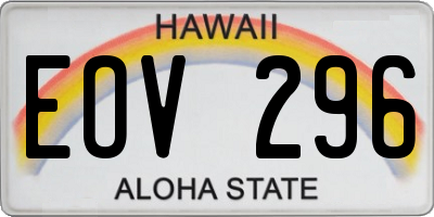 HI license plate EOV296