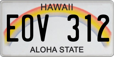 HI license plate EOV312