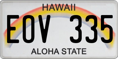 HI license plate EOV335