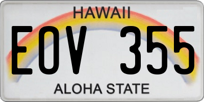 HI license plate EOV355