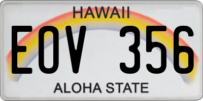 HI license plate EOV356