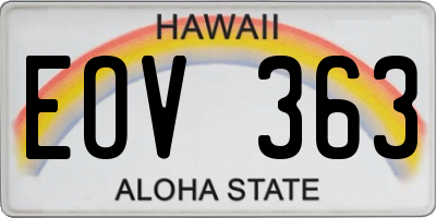 HI license plate EOV363