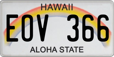 HI license plate EOV366