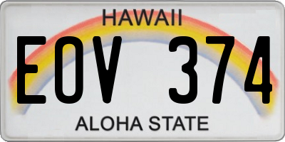 HI license plate EOV374