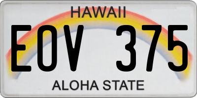 HI license plate EOV375