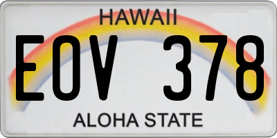 HI license plate EOV378