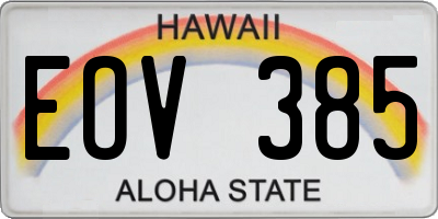 HI license plate EOV385
