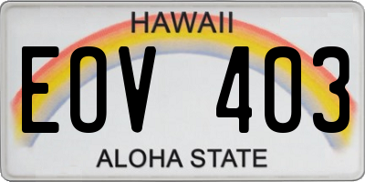 HI license plate EOV403