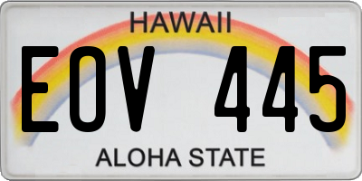HI license plate EOV445