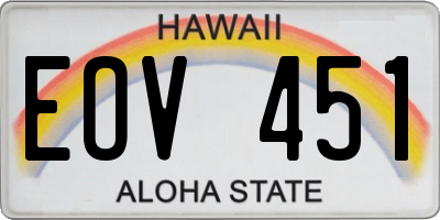 HI license plate EOV451
