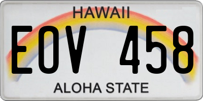 HI license plate EOV458