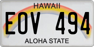 HI license plate EOV494