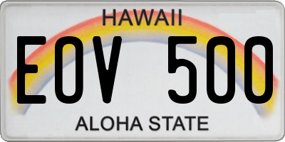 HI license plate EOV500