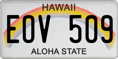HI license plate EOV509