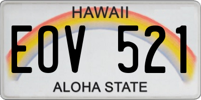 HI license plate EOV521