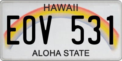 HI license plate EOV531