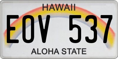 HI license plate EOV537