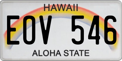 HI license plate EOV546