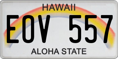 HI license plate EOV557