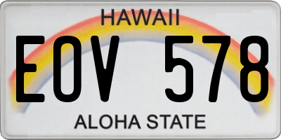 HI license plate EOV578