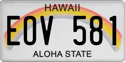 HI license plate EOV581