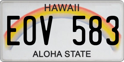 HI license plate EOV583