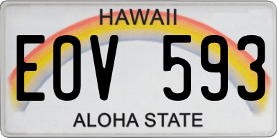 HI license plate EOV593