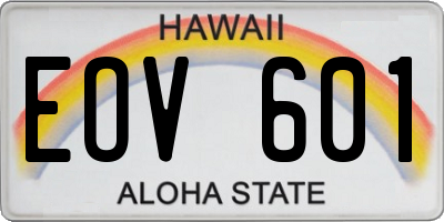 HI license plate EOV601