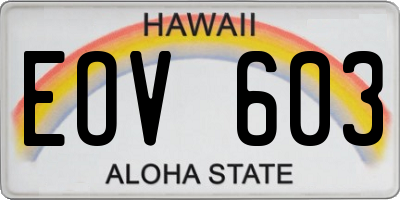 HI license plate EOV603
