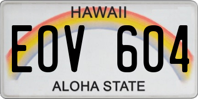 HI license plate EOV604