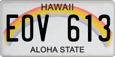 HI license plate EOV613
