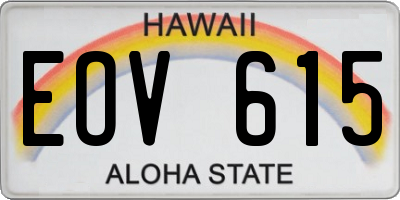 HI license plate EOV615