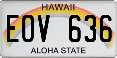 HI license plate EOV636