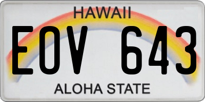 HI license plate EOV643