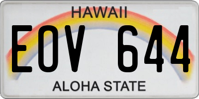 HI license plate EOV644