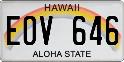 HI license plate EOV646