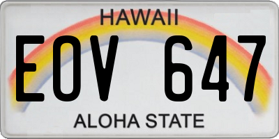 HI license plate EOV647