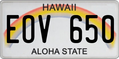 HI license plate EOV650