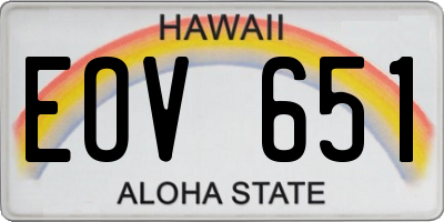 HI license plate EOV651