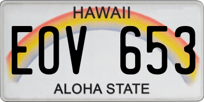 HI license plate EOV653