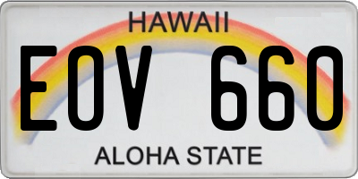 HI license plate EOV660