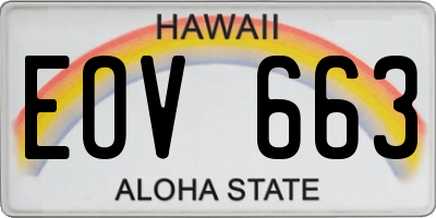 HI license plate EOV663