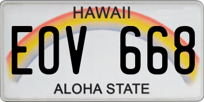 HI license plate EOV668