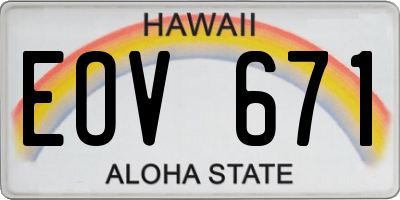HI license plate EOV671