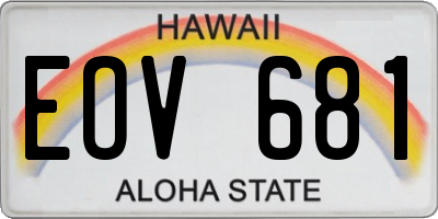 HI license plate EOV681